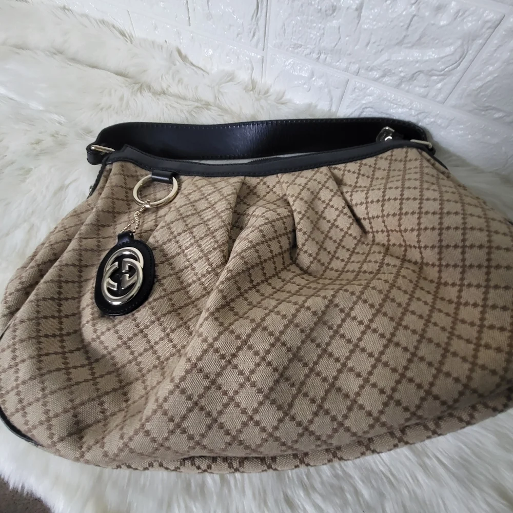 Gucci Sukey Diamante Canvas Hobo Bag Beige - Picture 12 of 12